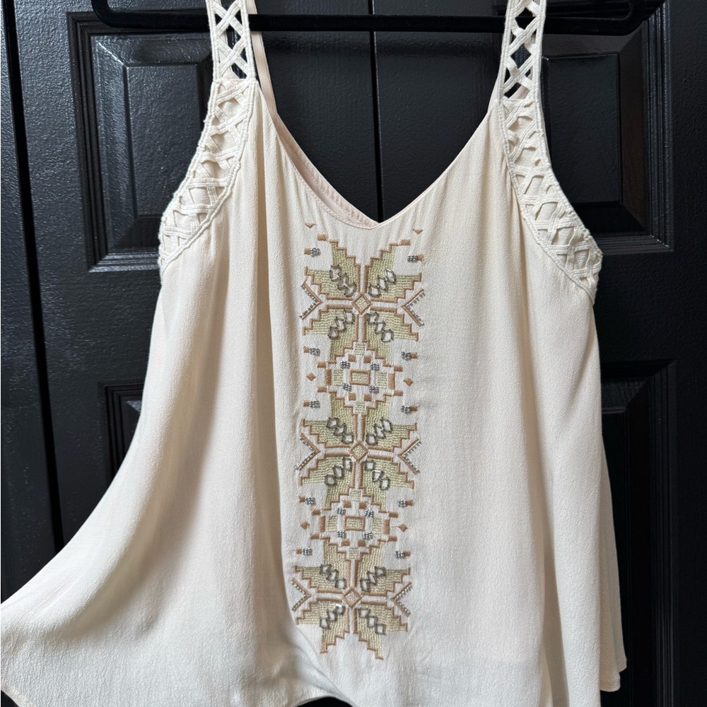 Miss Me Cream Embroidered Camisole
